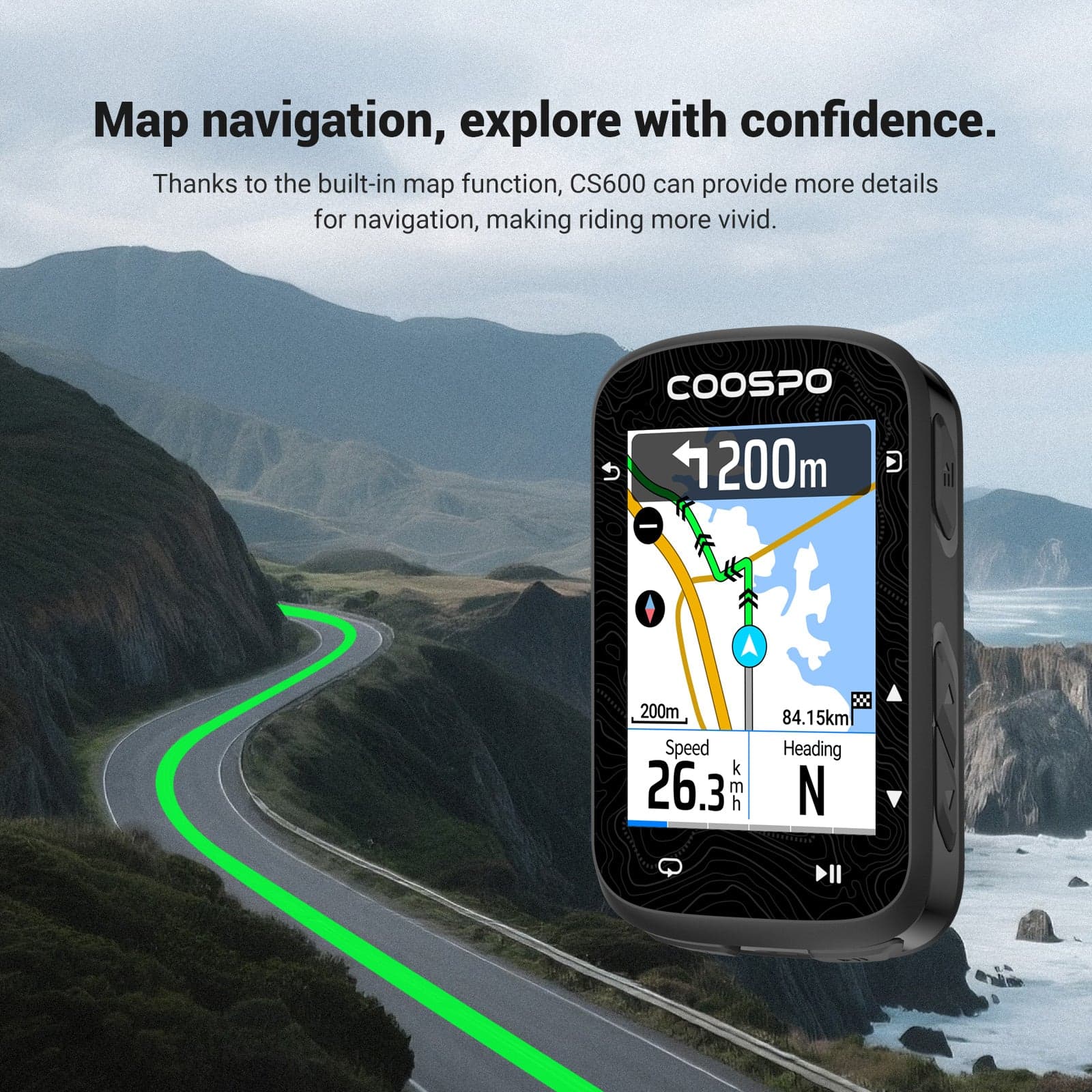 Coospo CS600 map navigation screen