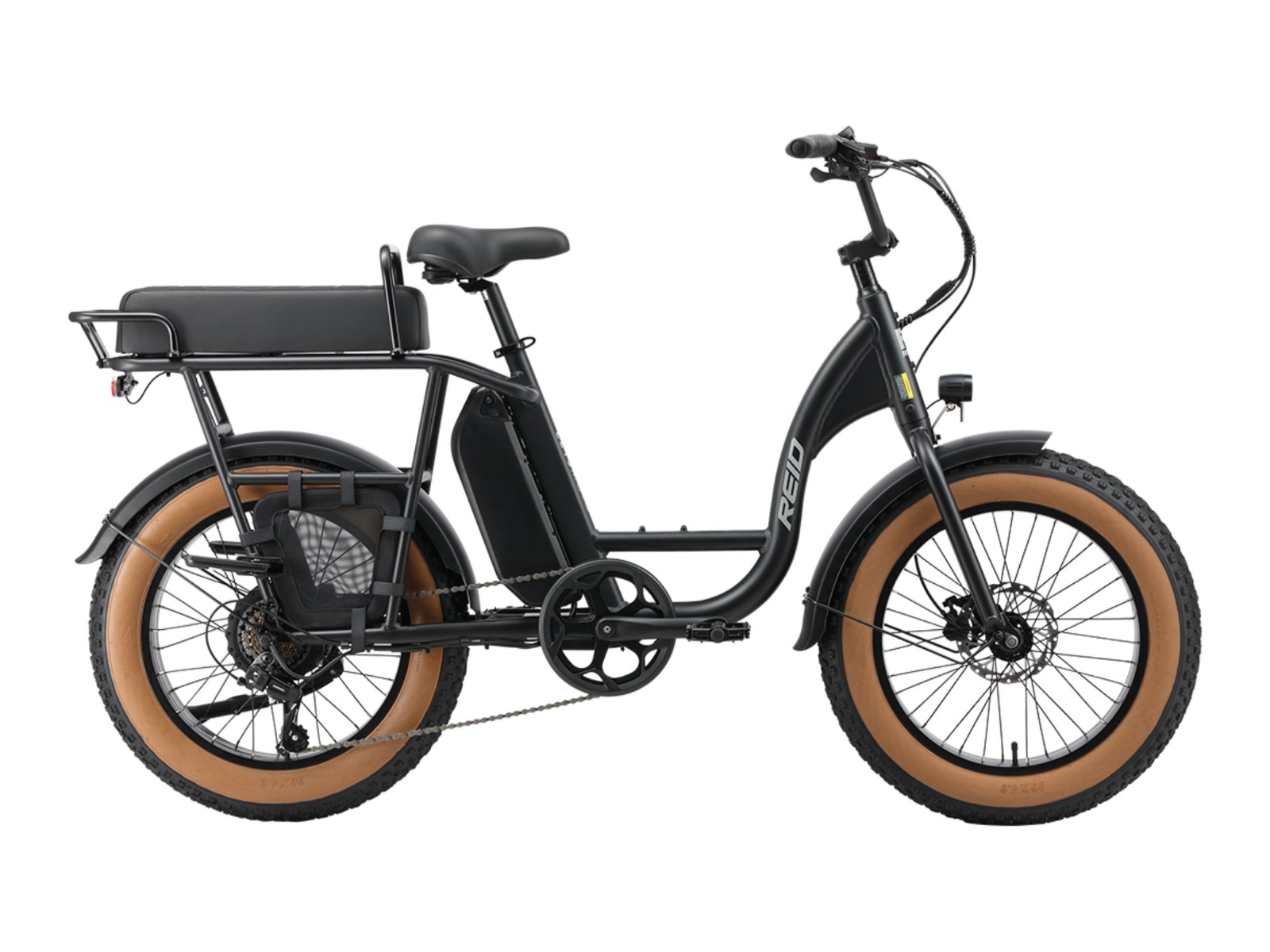 Reid Lets Moto fat tyre e-bike, side profile on white background