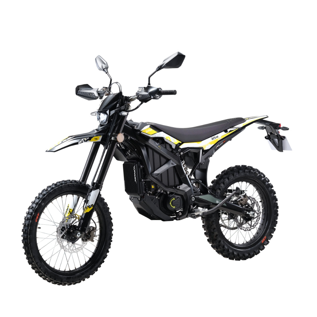 Sur-Ron Ultra Bee electric off-road dirt bike, side profile on white background