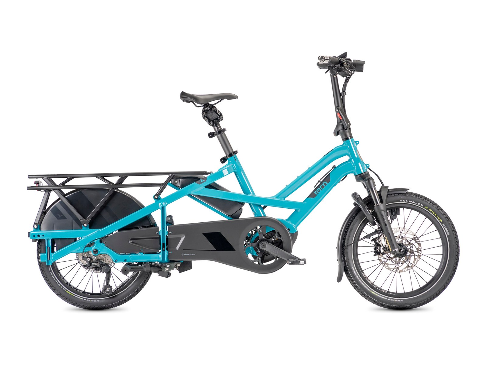 Tern GSD S10 Gen 3 compact cargo e-bike, side profile on white background